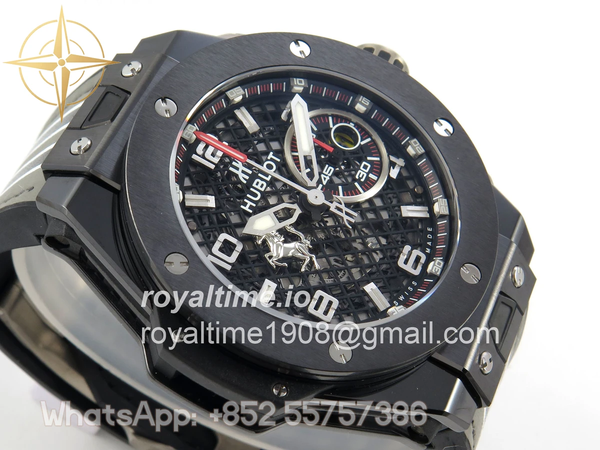 Hublot Big Bang Ferrari Speciale Ceramic HBBF on Gray Gummy Strap A1241 - Image 6