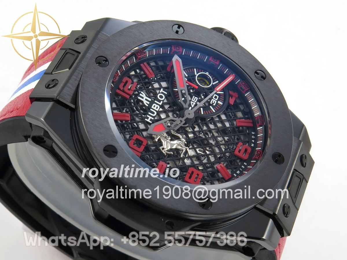 Hublot Big Bang Ferrari Speciale Ceramic HBBF on Red Gummy Strap A1241 - Image 6