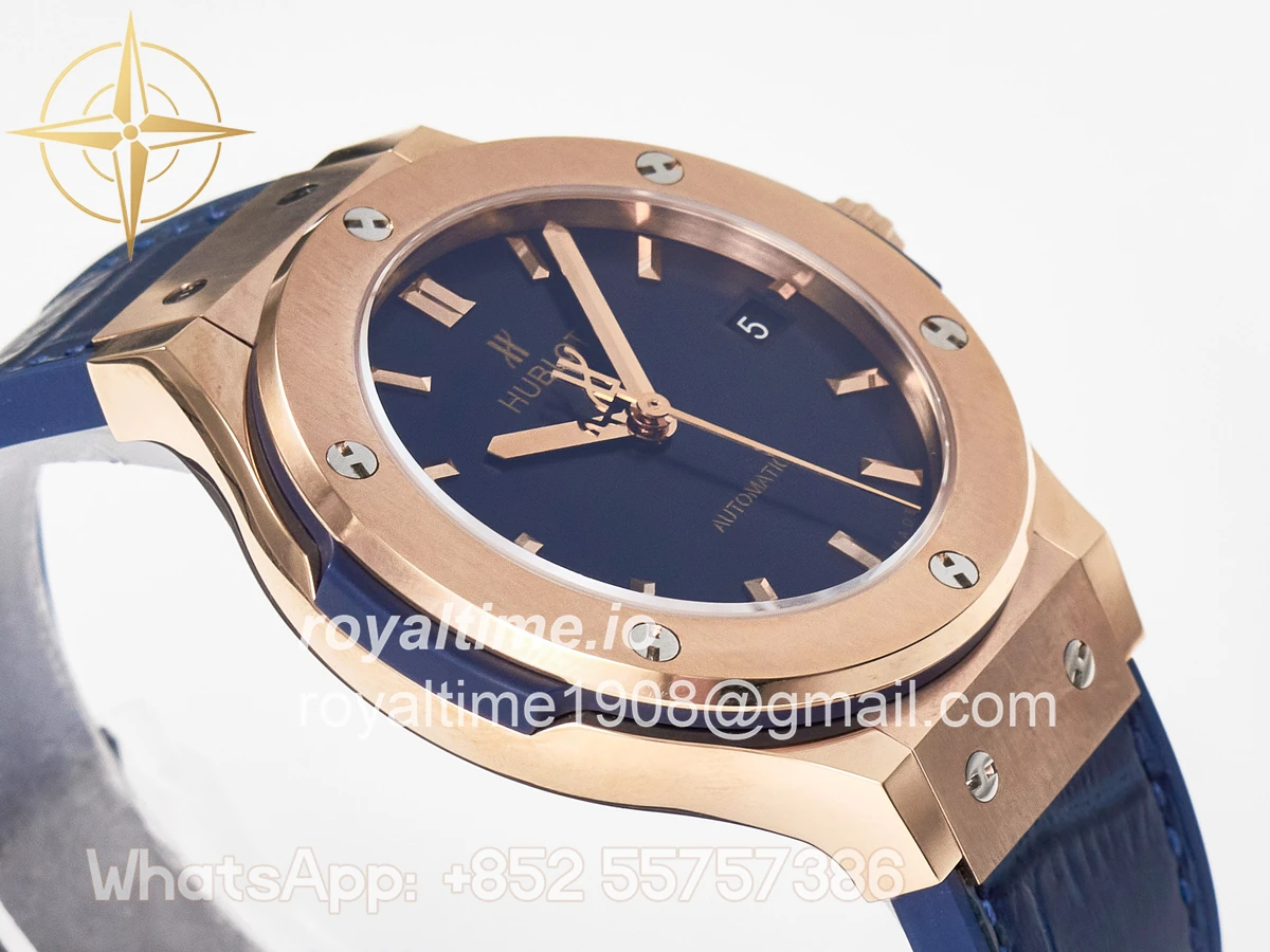 Hublot Classic Fusion 38mm RG JJF Blue Dial on Blue Gummy Leather Strap - Image 6