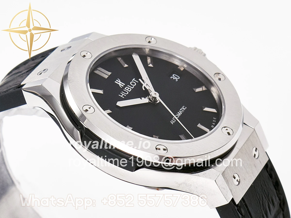 Hublot Classic Fusion 38mm SS JJF Black Dial on Black Gummy Leather Strap - Image 6