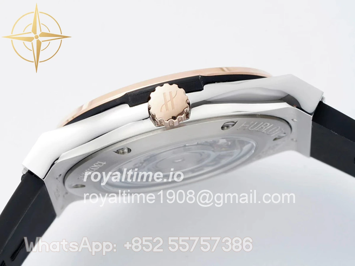Hublot Classic Fusion Automatic 42mm Black Dial on Steel/Rose Gold on Rubber Strap - Image 6