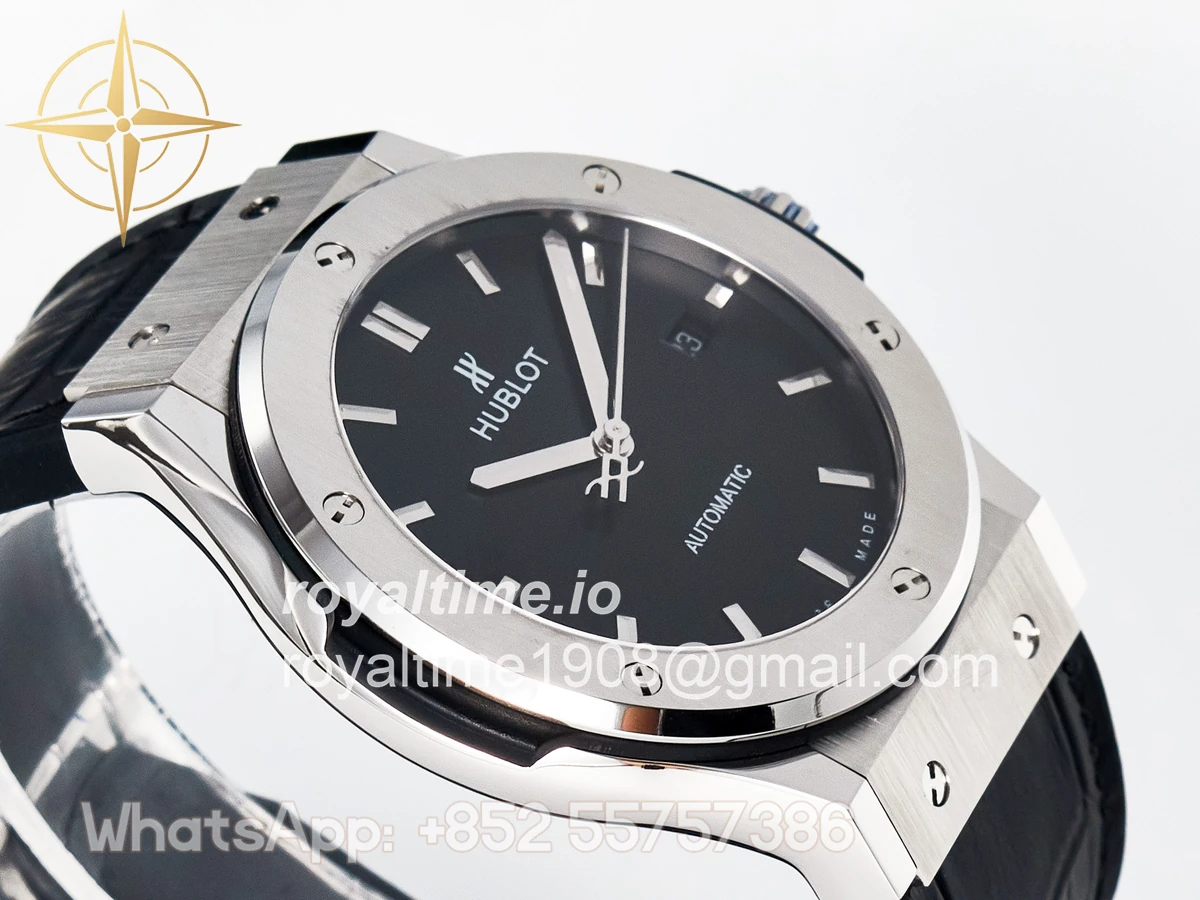 Hublot Classic Fusion Bang 42mm HBF Black Dial on Black Leather Strap A2892 - Image 6