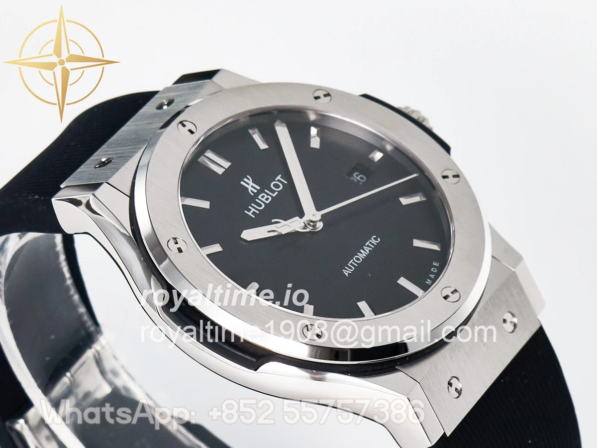 Hublot Classic Fusion Bang 42mm HBF Black Dial on Black Rubber Strap A2892 - Image 6