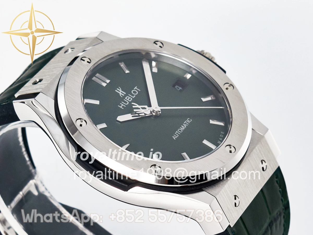 Hublot Classic Fusion Bang 42mm HBF Green Dial on Green Leather Strap A2892 - Image 6