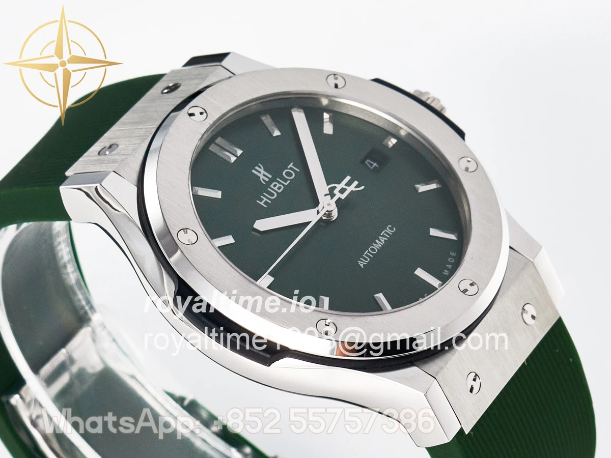 Hublot Classic Fusion Bang 42mm HBF Green Dial on Green Rubber Strap A2892 - Image 6