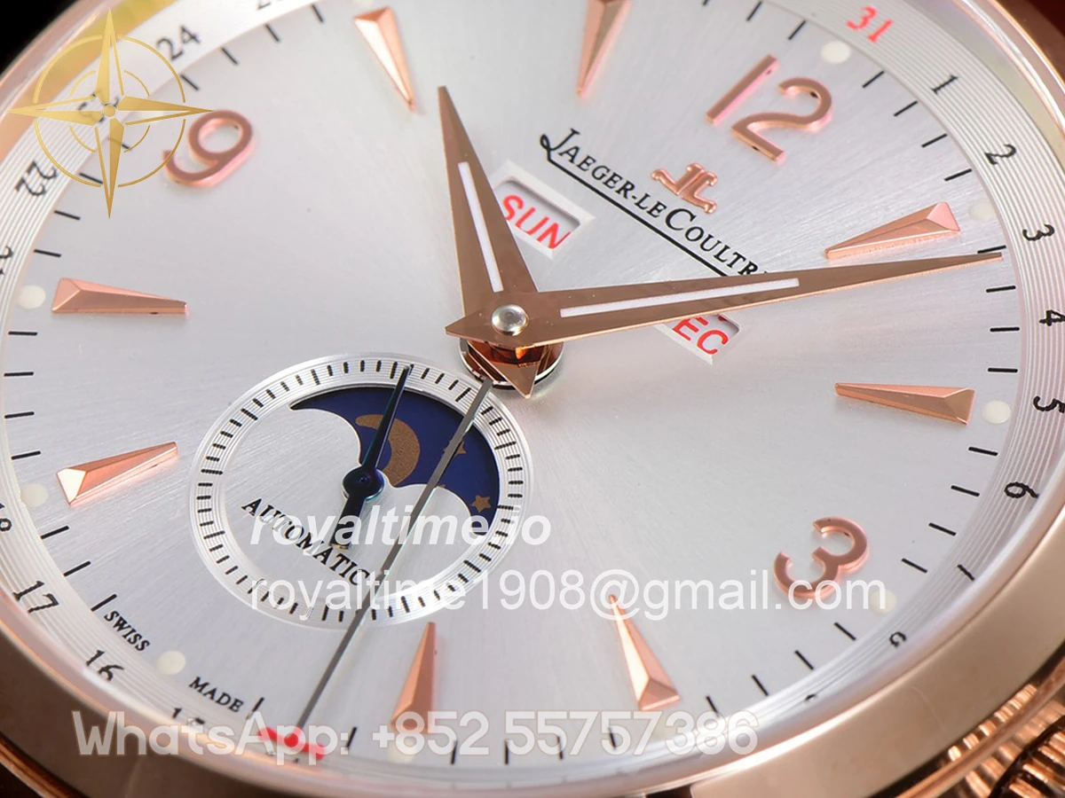 Jaeger-LeCoultre Master Calendar Silver Dial in Rose Gold on Brown Leather Strap - Image 6
