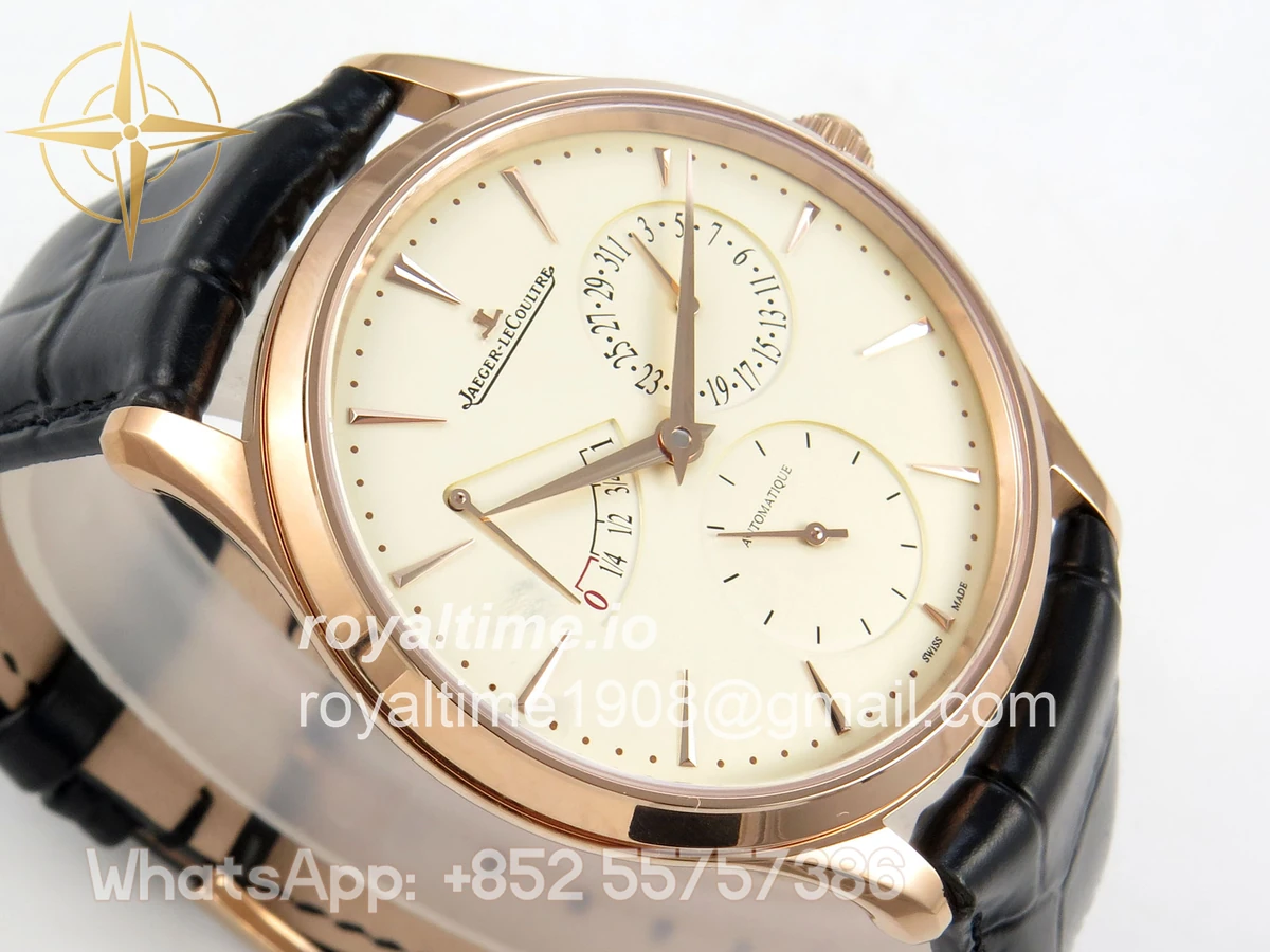 Jaeger-LeCoultre Master Ultra Thin Power Reserve RG APSF Cream Dial on Brown Leather Strap DD938 - Image 6