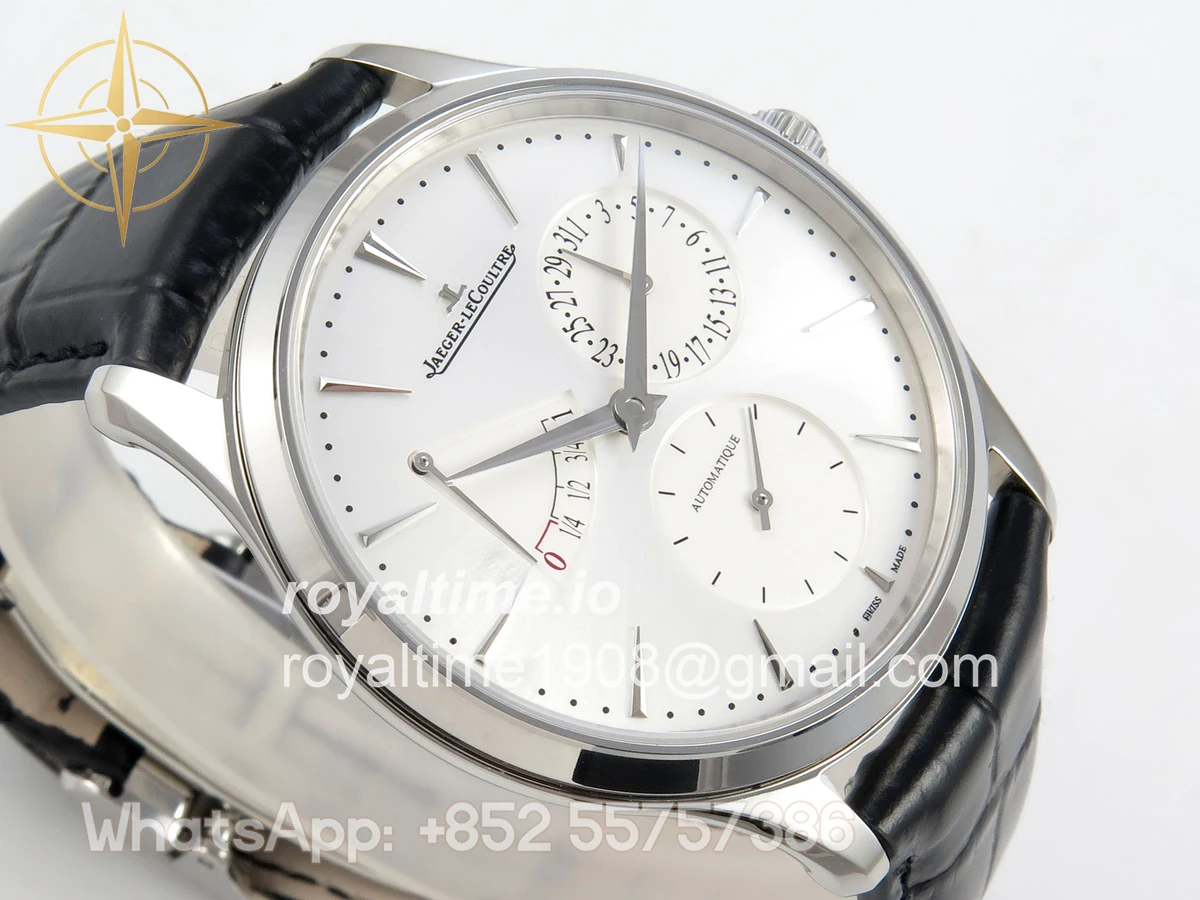Jaeger-LeCoultre Master Ultra Thin Power Reserve SS APSF Silver Dial on Black Leather Strap DD938 - Image 6