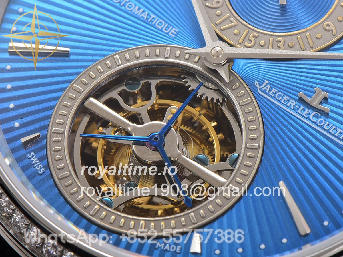 Jaeger-LeCoultre Master Ultra Thin Tourbillon Blue Dial with Diamond Bezel in White Gold - Image 6
