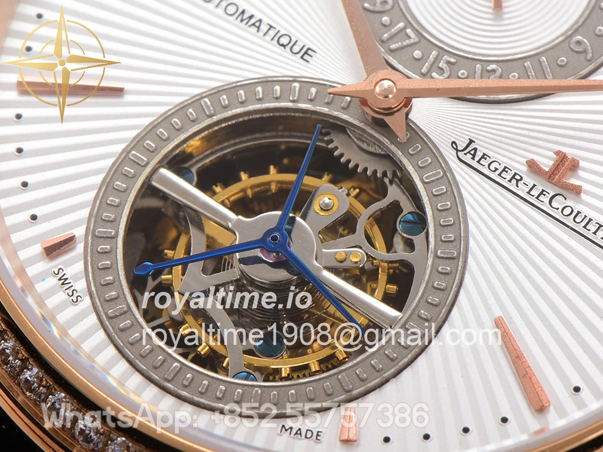 Jaeger-LeCoultre Master Ultra Thin Tourbillon White Dial with Diamond Bezel in Rose Gold - Image 6