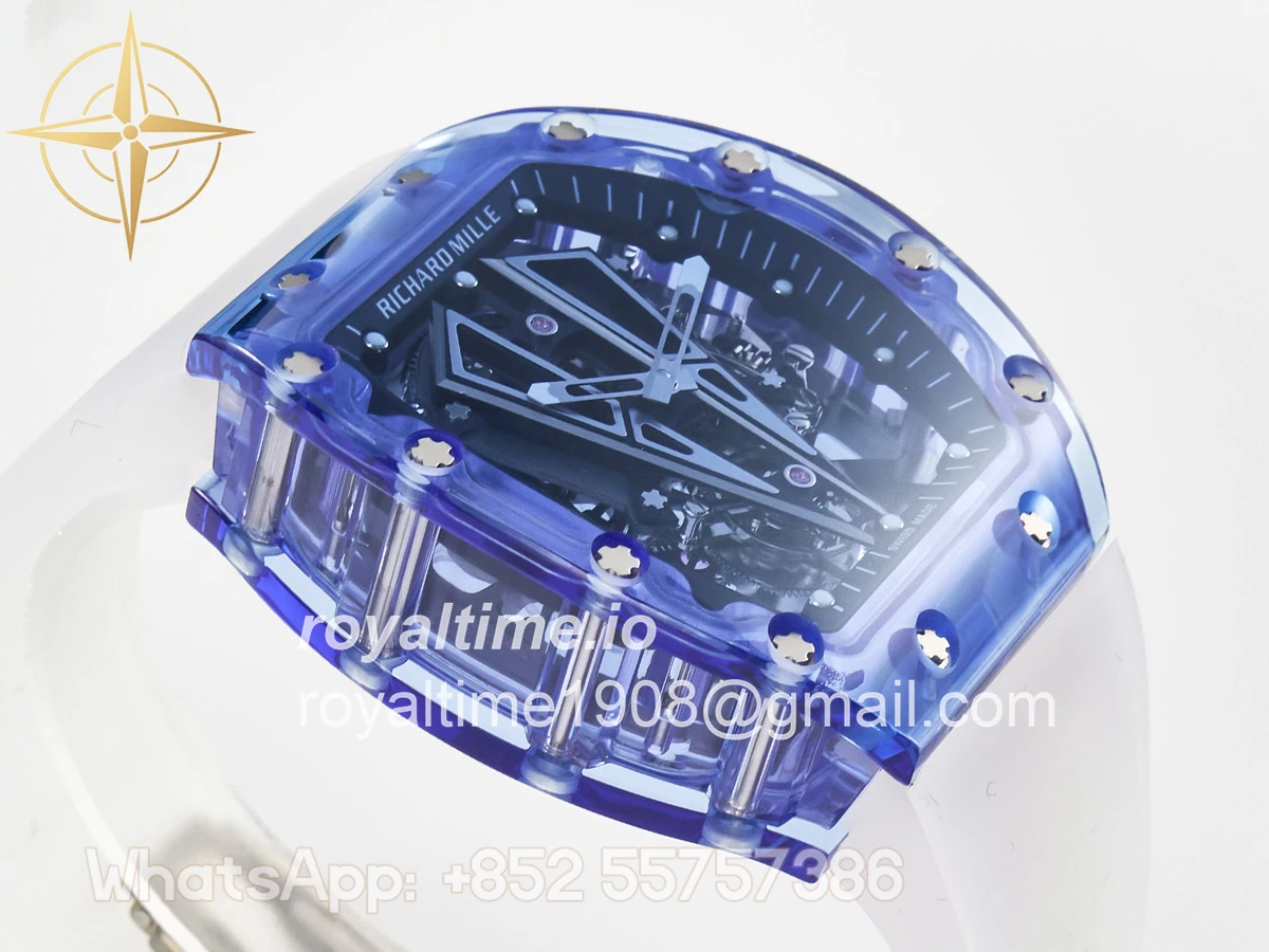 Richard Mille RM27-03 Blue Transparent Tourbillon MSF Skull Dial on White Rubber Strap - Image 6