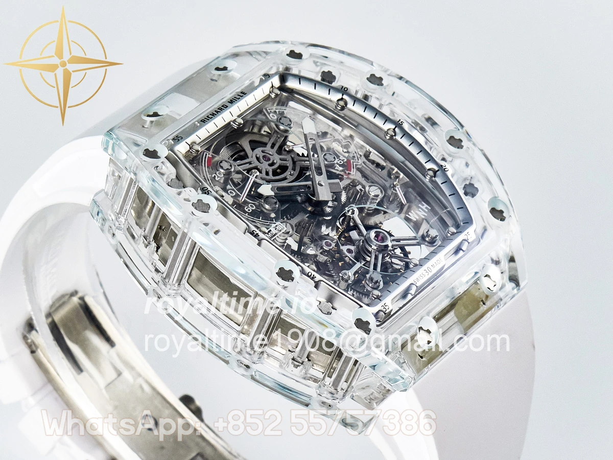 Richard Mille RM56-01 Transparent Tourbillon RMF Skeleton Dial on White Rubber Strap - Image 6