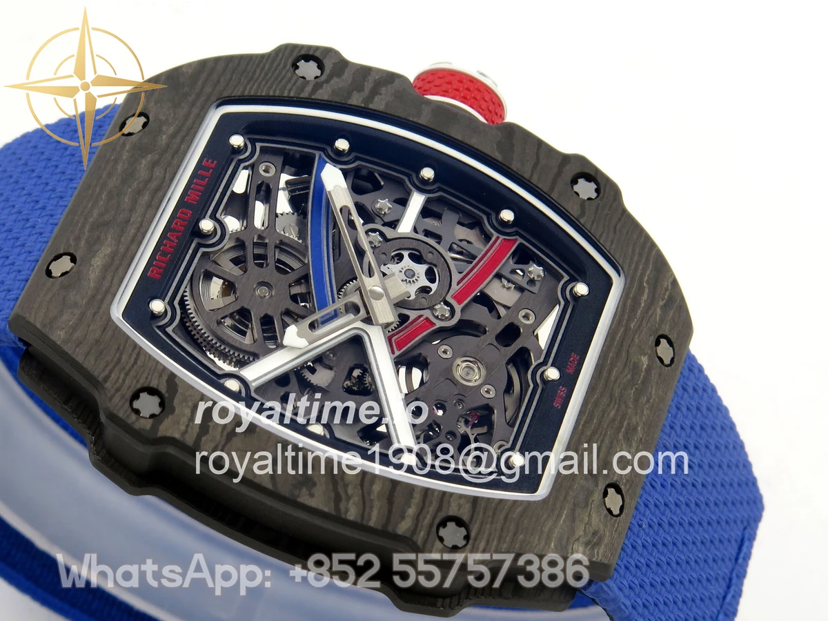 Richard Mille Umi Maker's RM67-02 Black NTPT France Blue/Red/White Skeleton Dial on Nylon strap CRMA7 V2 - Image 6