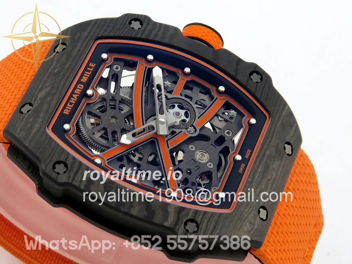 Richard Mille Umi Maker's RM67-02 Black NTPT McLaren Orange Skeleton Dial on Nylon strap CRMA7 V2 - Image 6