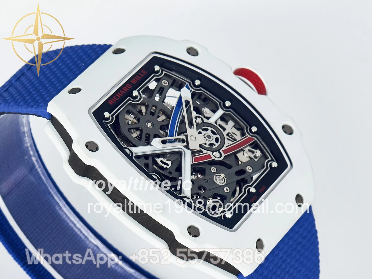Richard Mille Custom Made RM67-02 White NTPT France Dial on Blue Nylon strap CRMA7 - Image 6