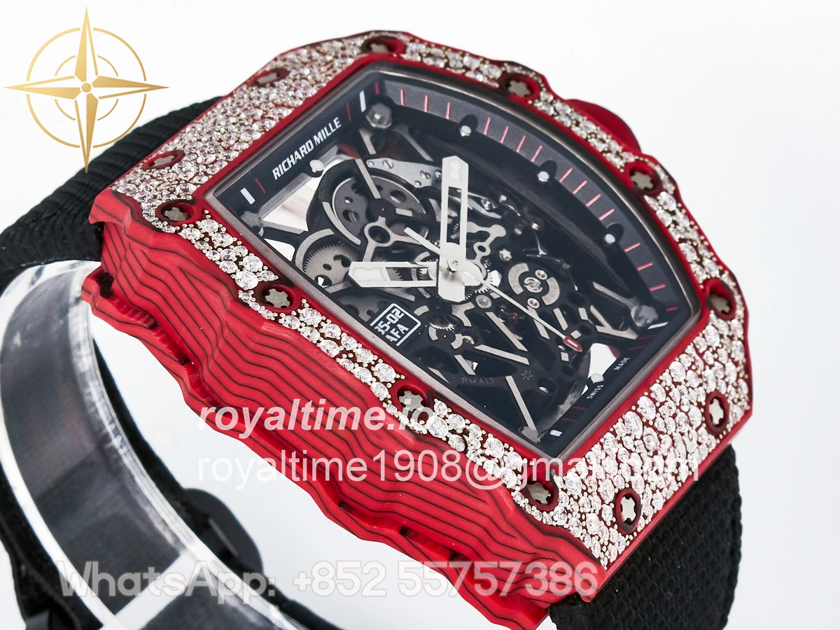 Richard Mille Custom RM035-02 Red NTPT PPMF Red Crown on Nylon Strap Custom Vaucher Movement - Image 6