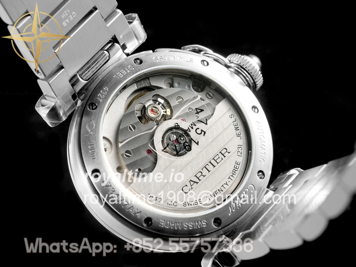 Cartier Pasha de Cartier White Dial 35mm with Diamond Bezel in Steel - Image 6