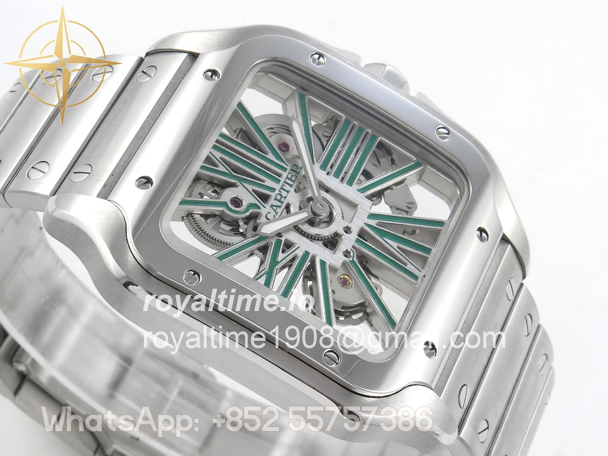 Cartier Santos de Cartier Skeleton SS MLF Skeleton Dial on SS SmartLink Bracelet 9611MC - Image 6