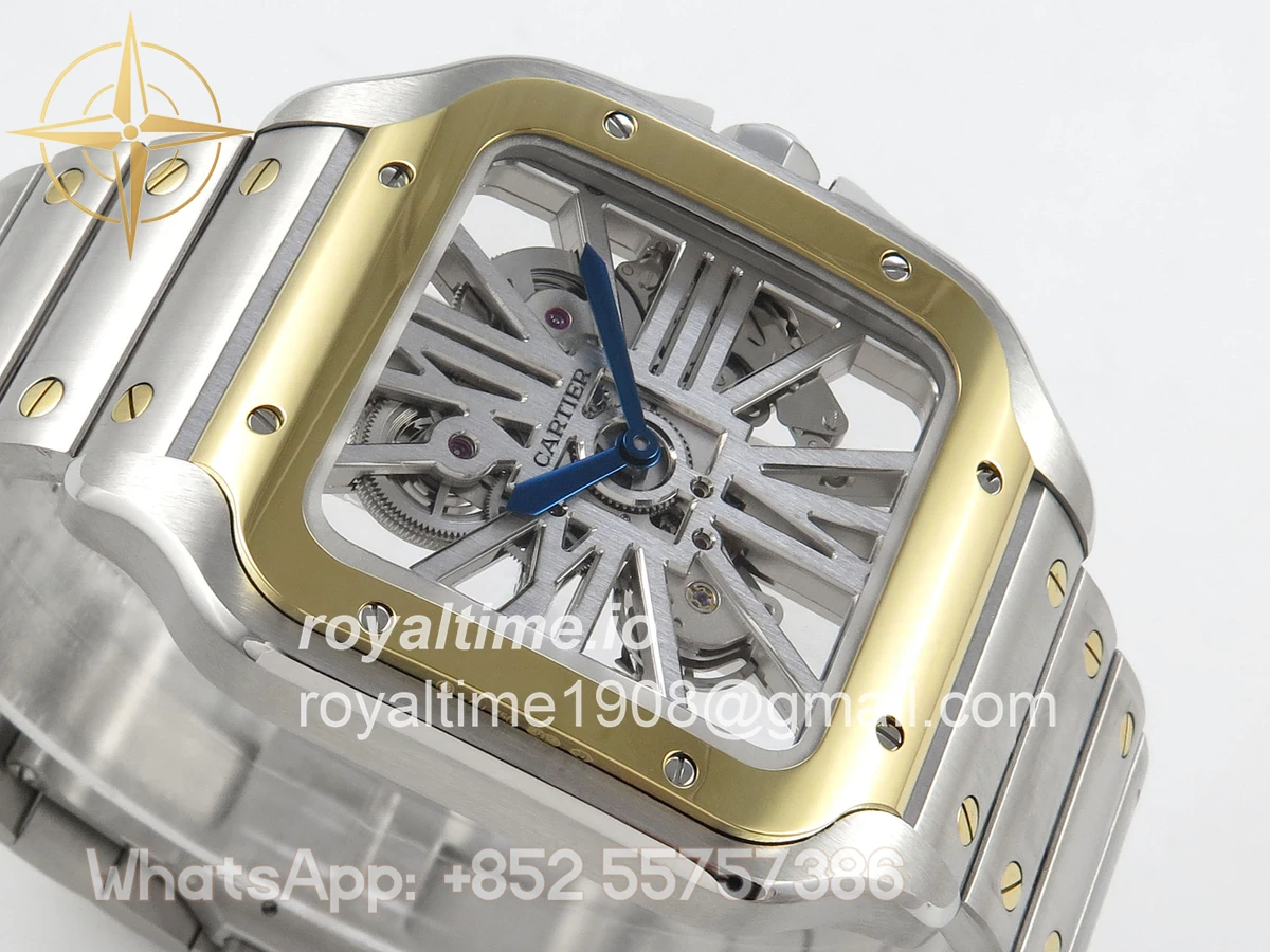 Cartier Santos de Cartier Skeleton SS MLF Skeleton Green Dial on SS SmartLink Bracelet 9611MC - Image 6