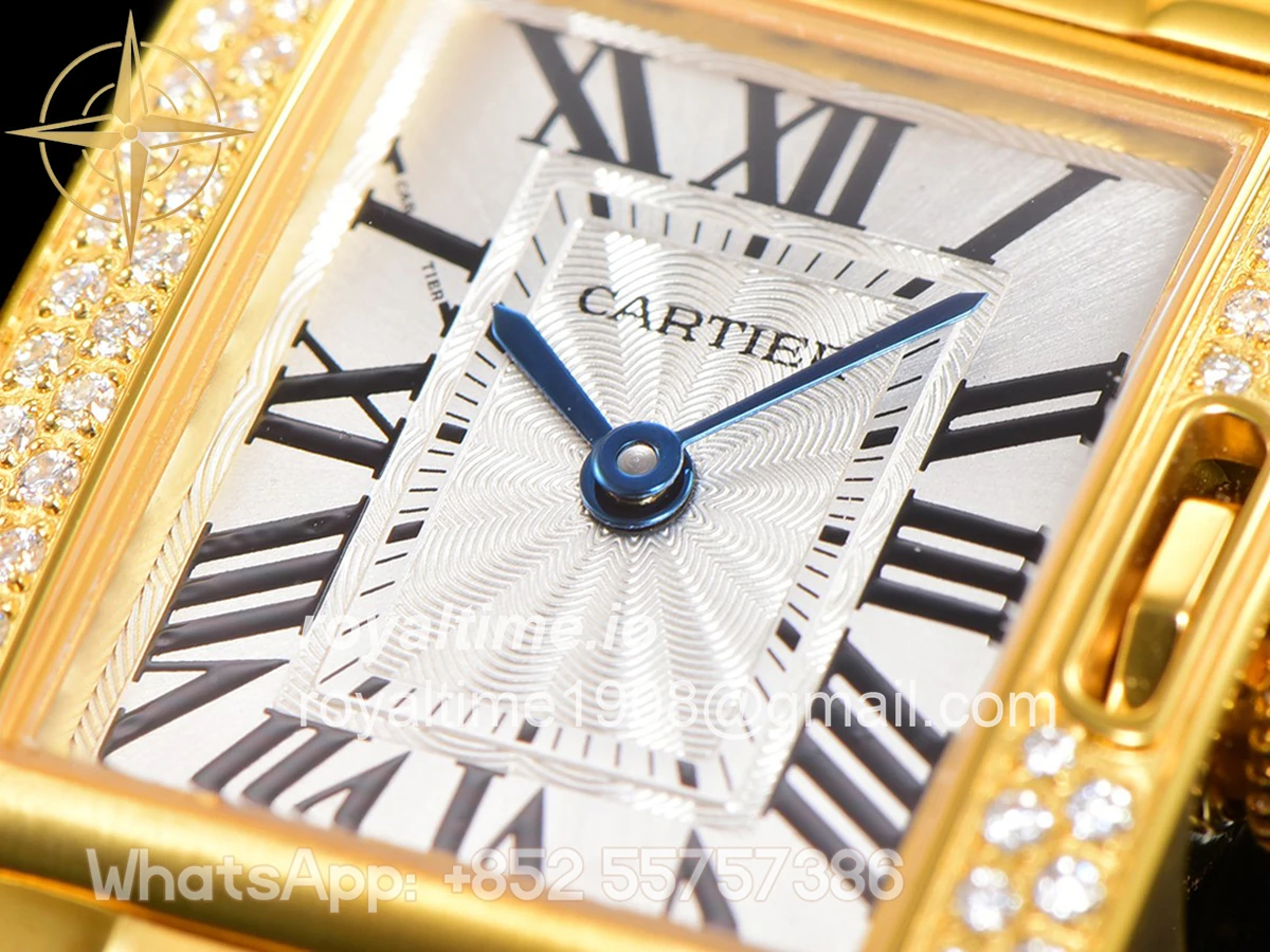Cartier Tank Anglaise 30.2mm White Dial with Diamond Bezel in Yellow Gold - Image 6