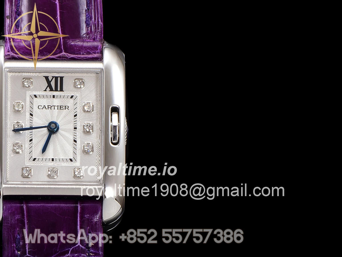 Cartier Tank Anglaise 30.2mm White Dial with Diamond Marker in Steel on Leather Strap - Image 6