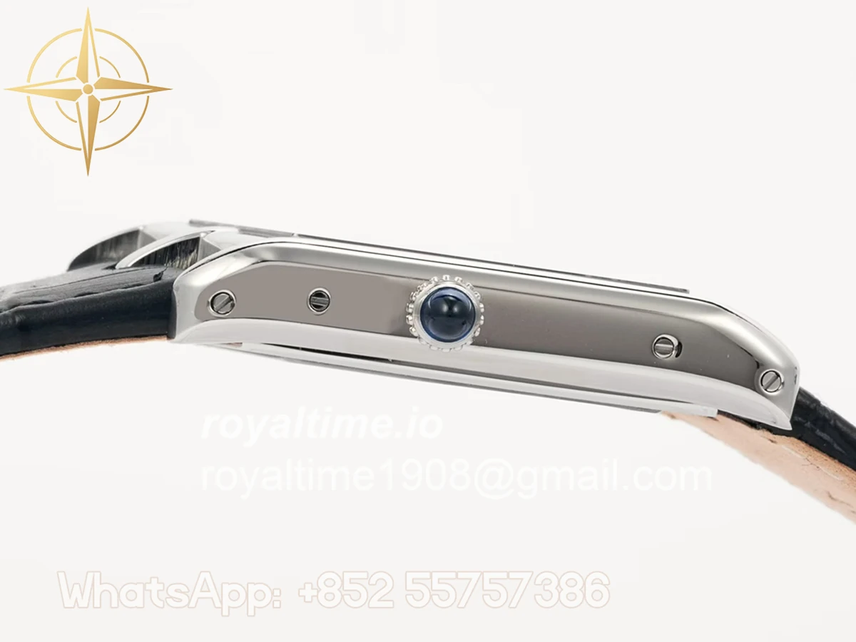 Cartier Tank Asymetrique Watch on Steel in Black Leather Strap - Image 6