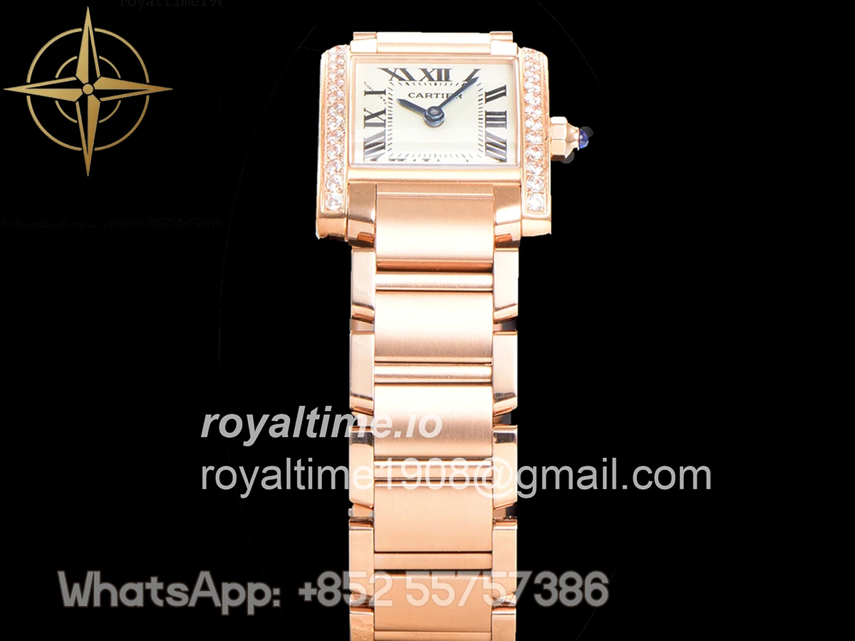 Cartier Tank Francaise Watch Small Rose Gold with Diamond Bezel - Image 6