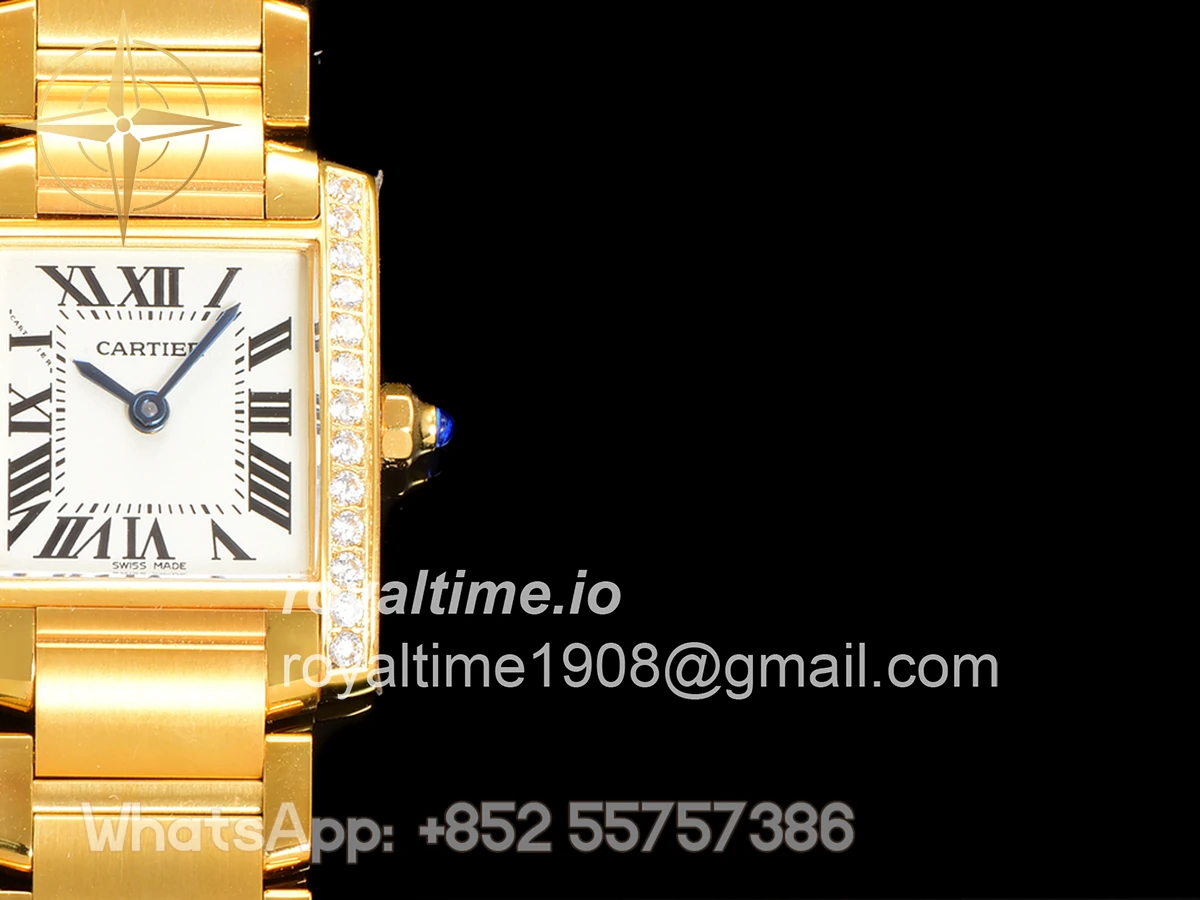 Cartier Tank Francaise Watch Small Yellow Gold with Diamond Bezel - Image 6