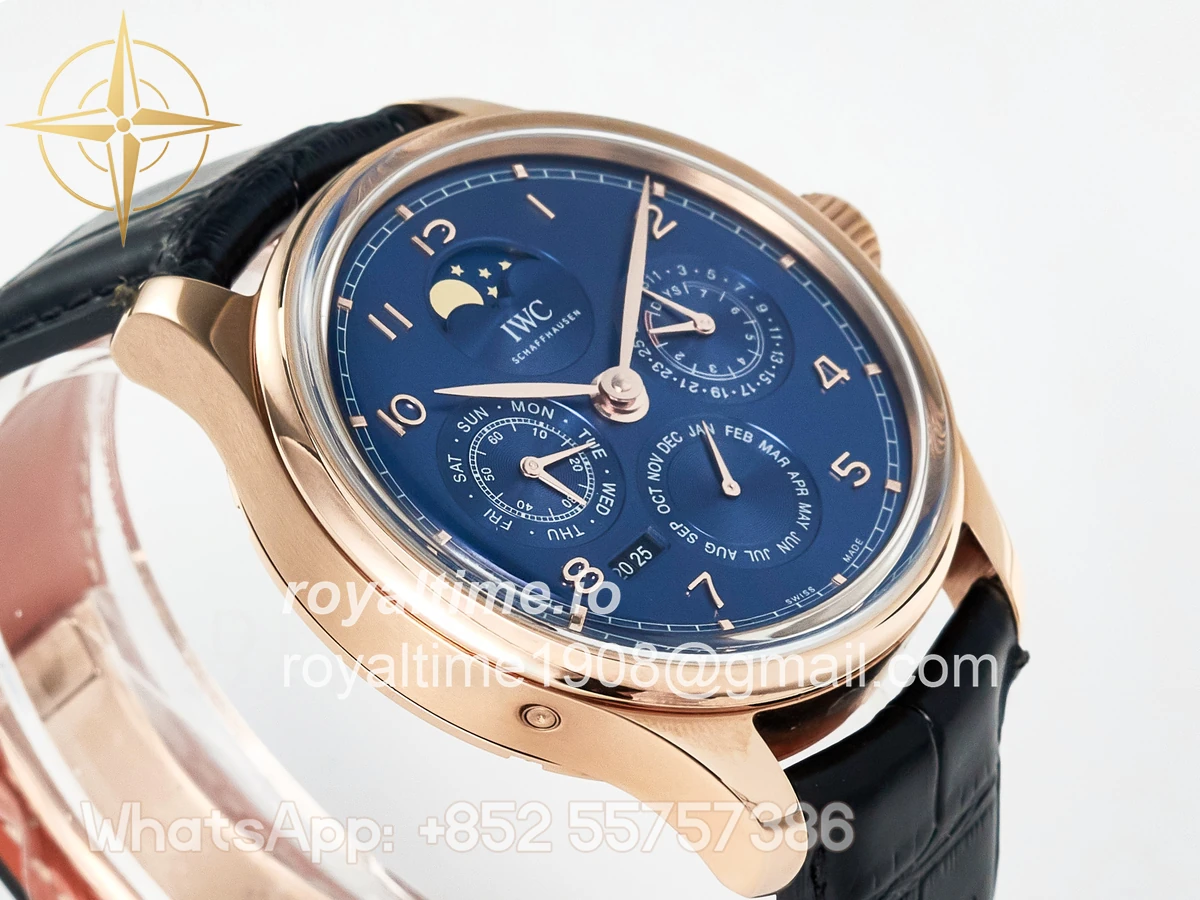IWC IW5033 Portugieser Perpetual Calendar RG V9F White Dial on Black Leather Strap A52610 - Image 6