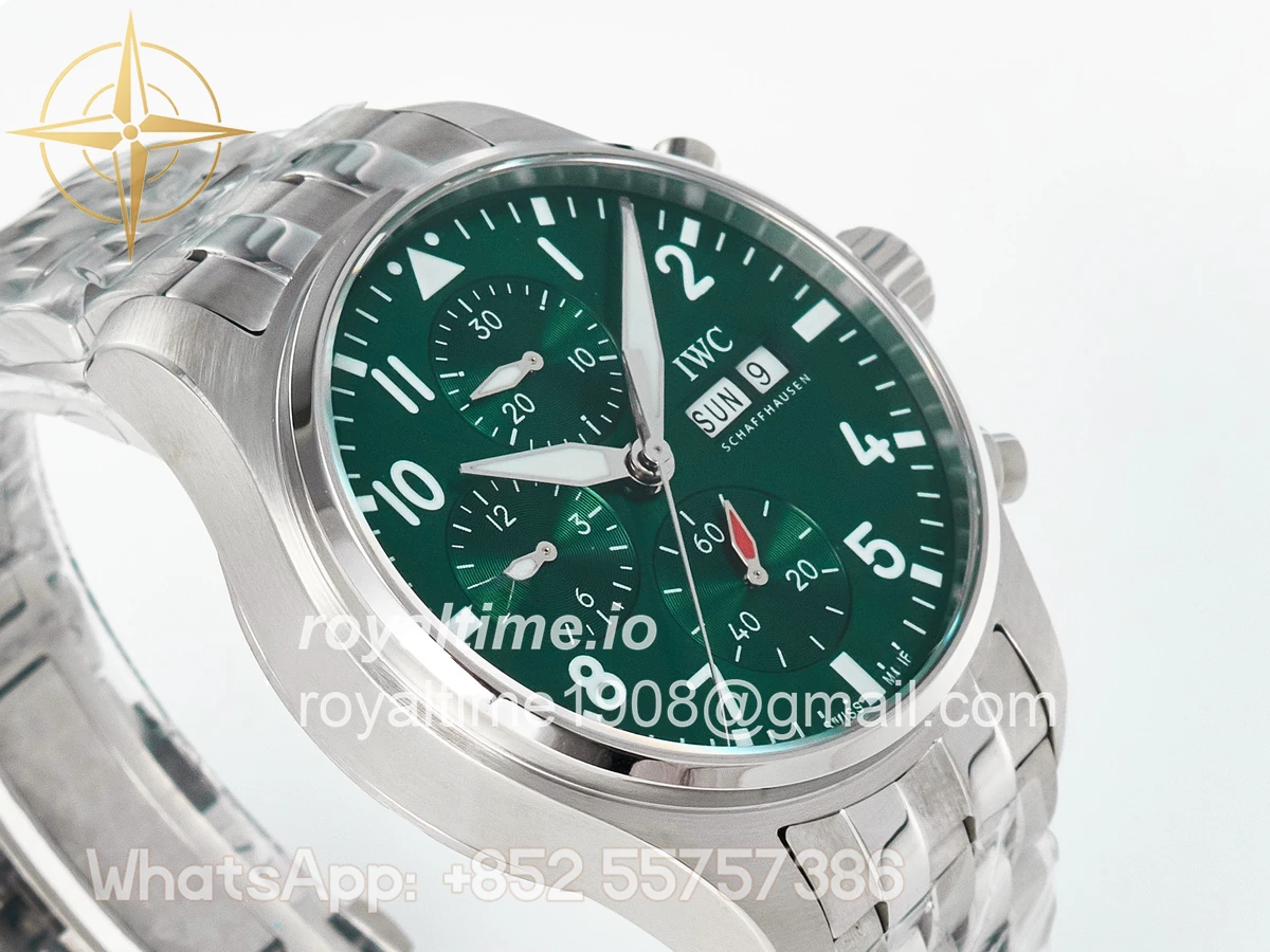IWC Pilot’s Watch IW388104 BLSF Performance Chronograph 41mm SS Green Dial On Stainless steel bracelet A7750 to 69385 - Image 6