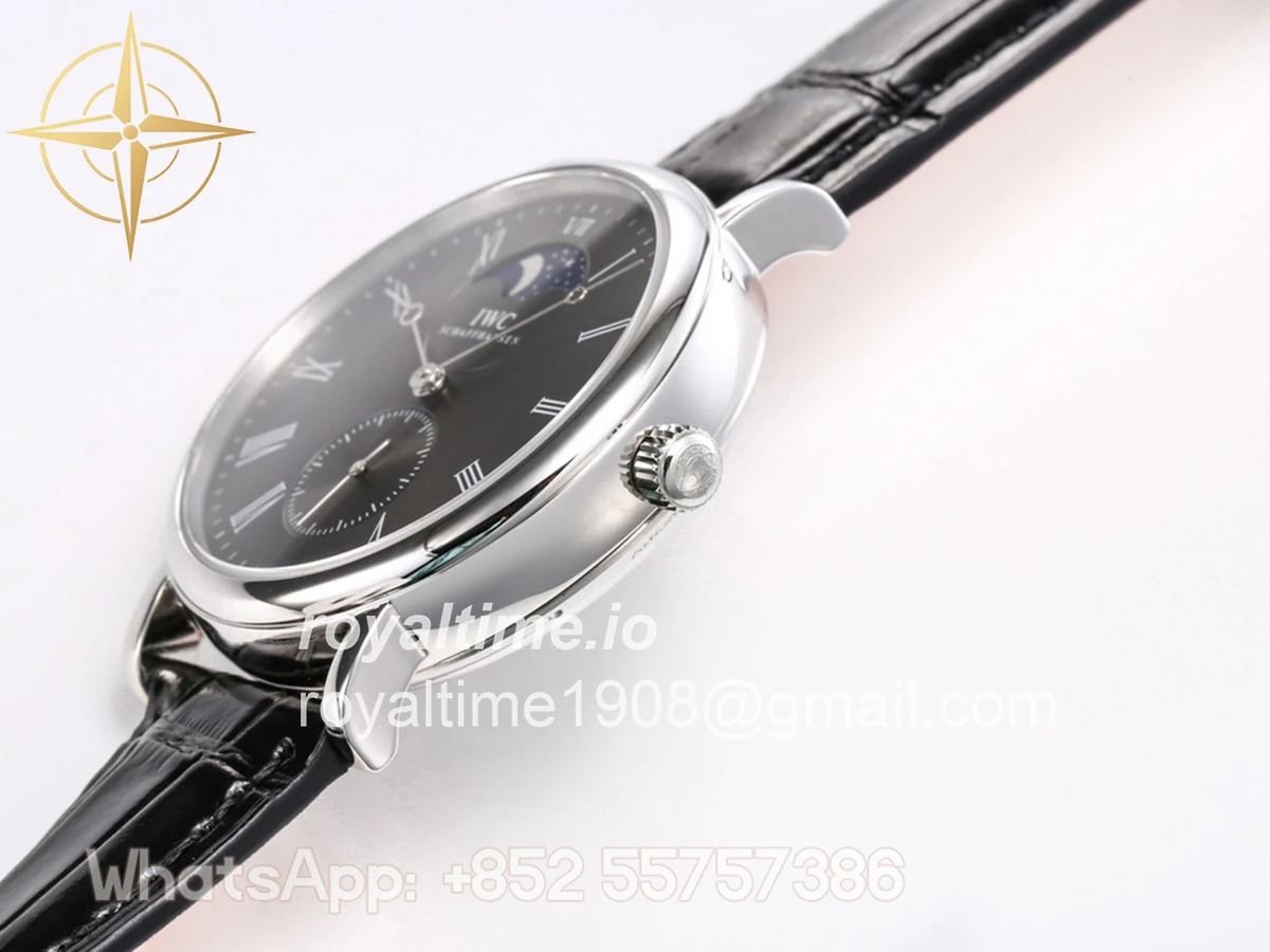 IWC Portofino Hand Wound Moon Phrase IW5548 Grey Dial in Steel - Image 6