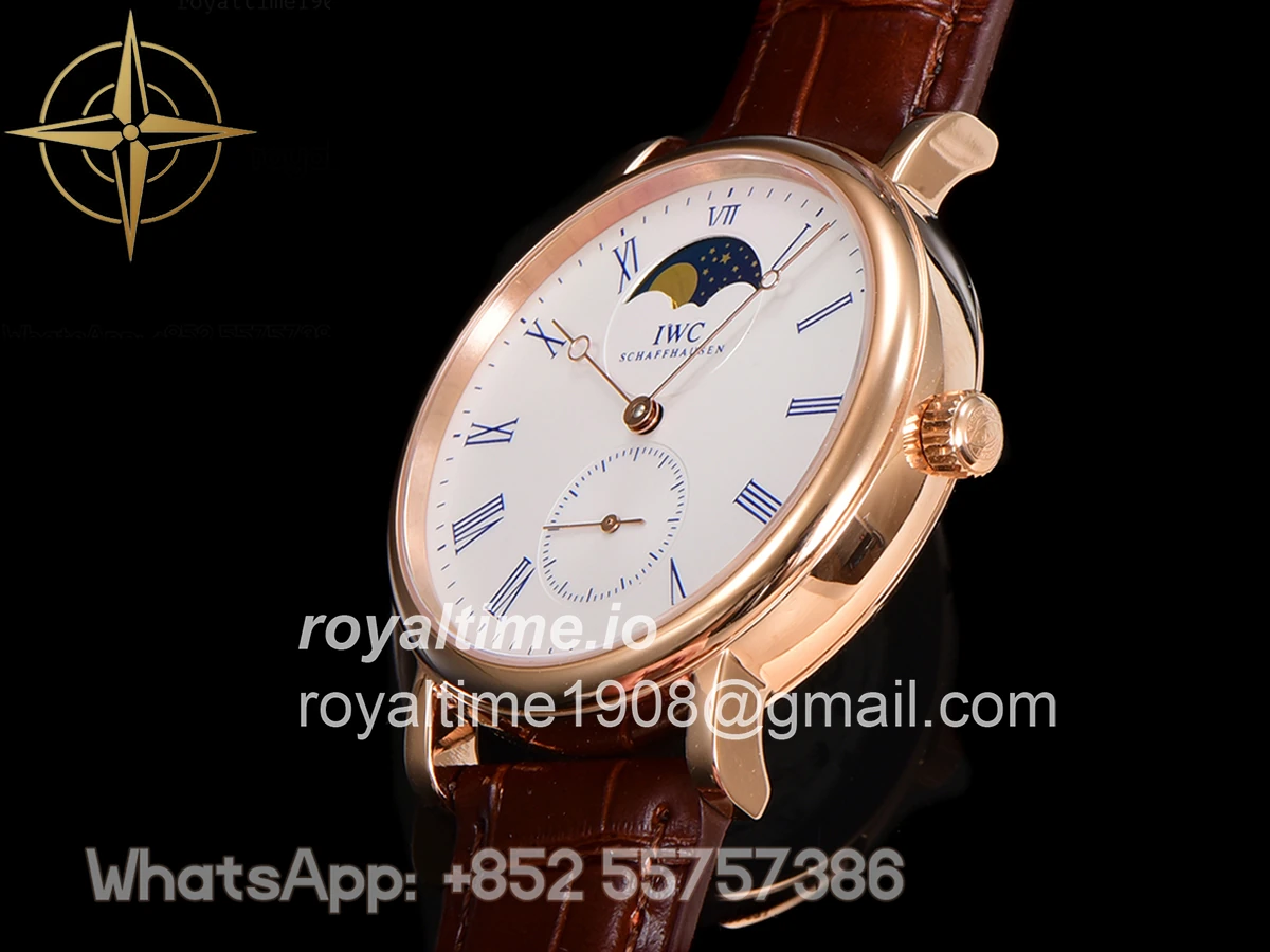 IWC Portofino Hand Wound Moon Phrase IW5548 White Dial in Rose Gold - Image 6
