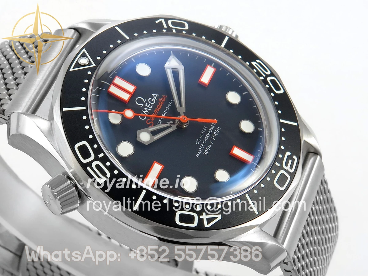 Omega Seamaster 300M Diver SS ORF Black/Orange Dial on SS Mesh Bracelet OR8806 - Image 6