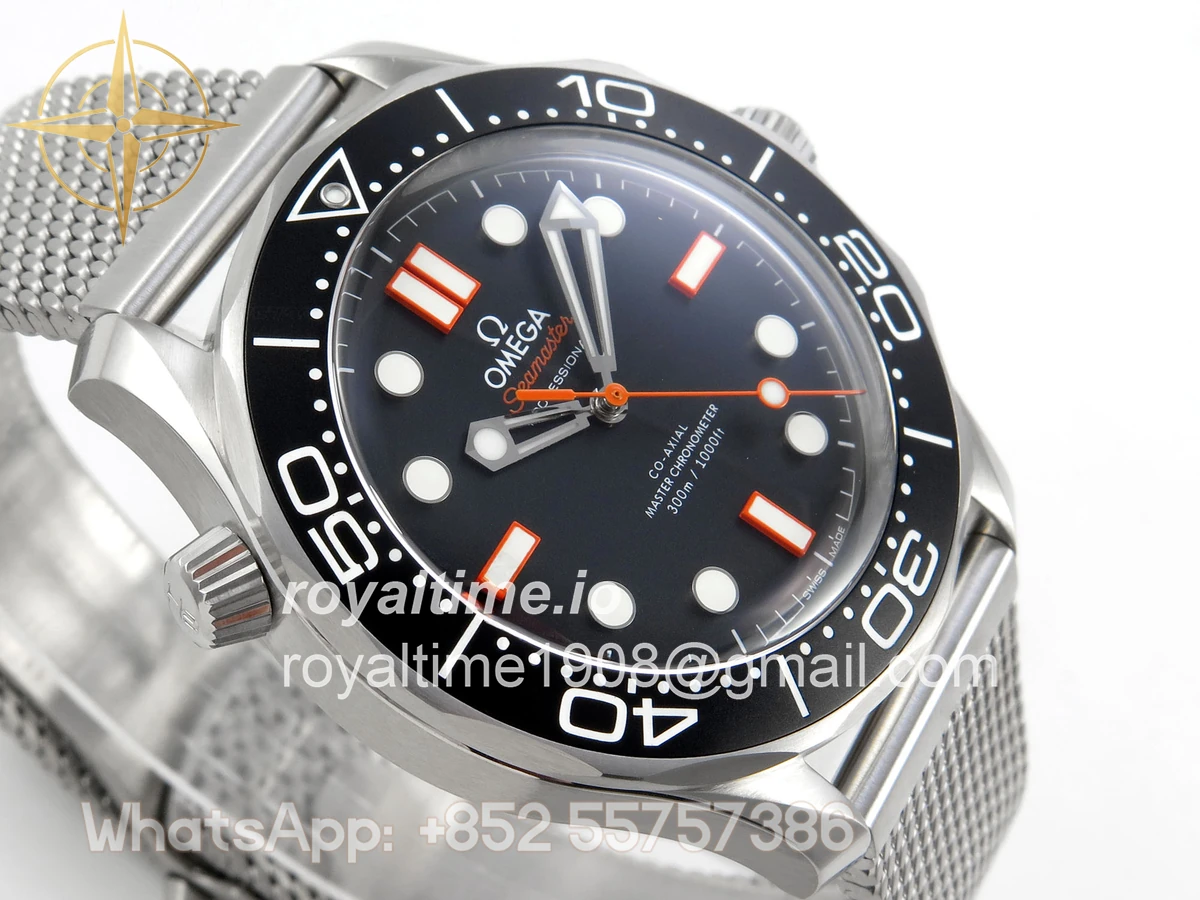 Omega Seamaster 300M Diver SS VSF Black/Orange Dial on SS Mesh Bracelet VS8806 - Image 6