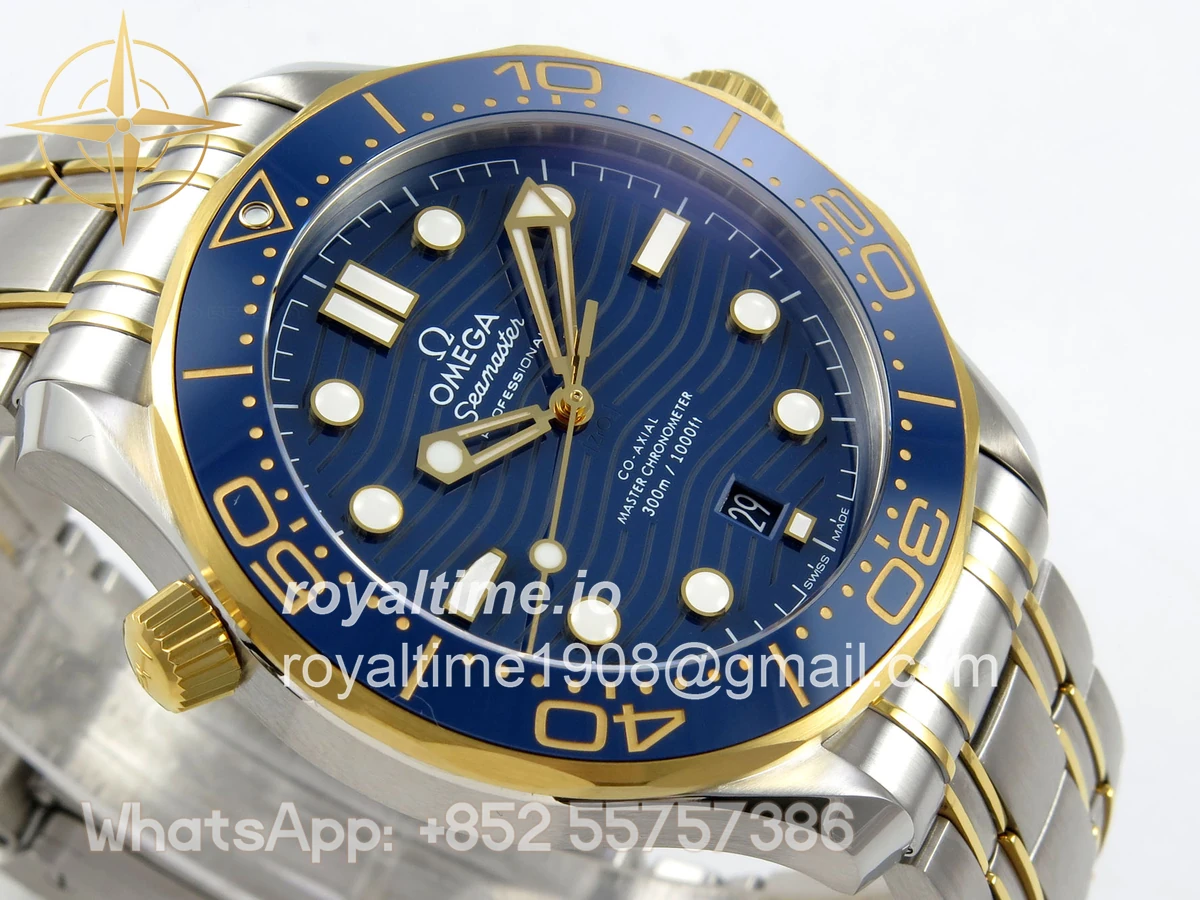 Omega Seamaster Diver 300M SS/YG ORF Blue Ceramic Blue Dial on SS/YG Bracelet OR8800 - Image 6