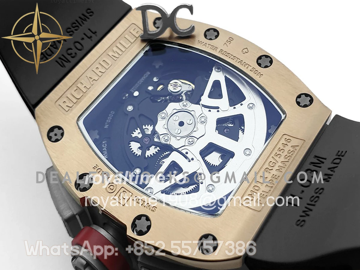 Richard Mille RM 011 Automatic Flyback Chronograph in Rose Gold / Titanium on Black Rubber - Image 6