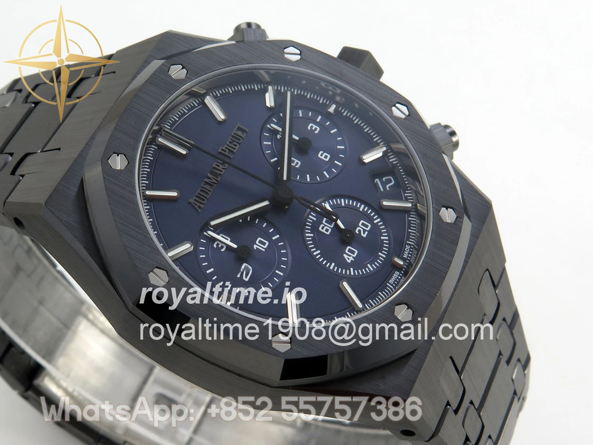 Audemars Piguet Royal Oak Chrono 26240 Black Ceramic Blue Dial APSF on Ceramic Bracelet SA4401 - Image 6