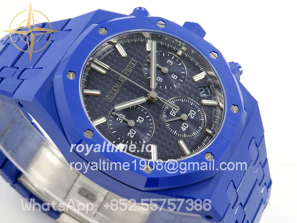Audemars Piguet Royal Oak Chrono 26240 Blue Ceramic APSF Blue Dial On Blue Ceramic Bracelet SA4401 - Image 6