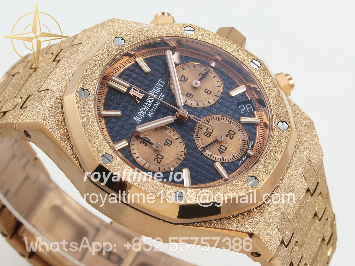 Audemars Piguet Royal Oak Chrono 26240 Frosted RG APSF Blue Dial on RG Bracelet SA4401 - Image 6