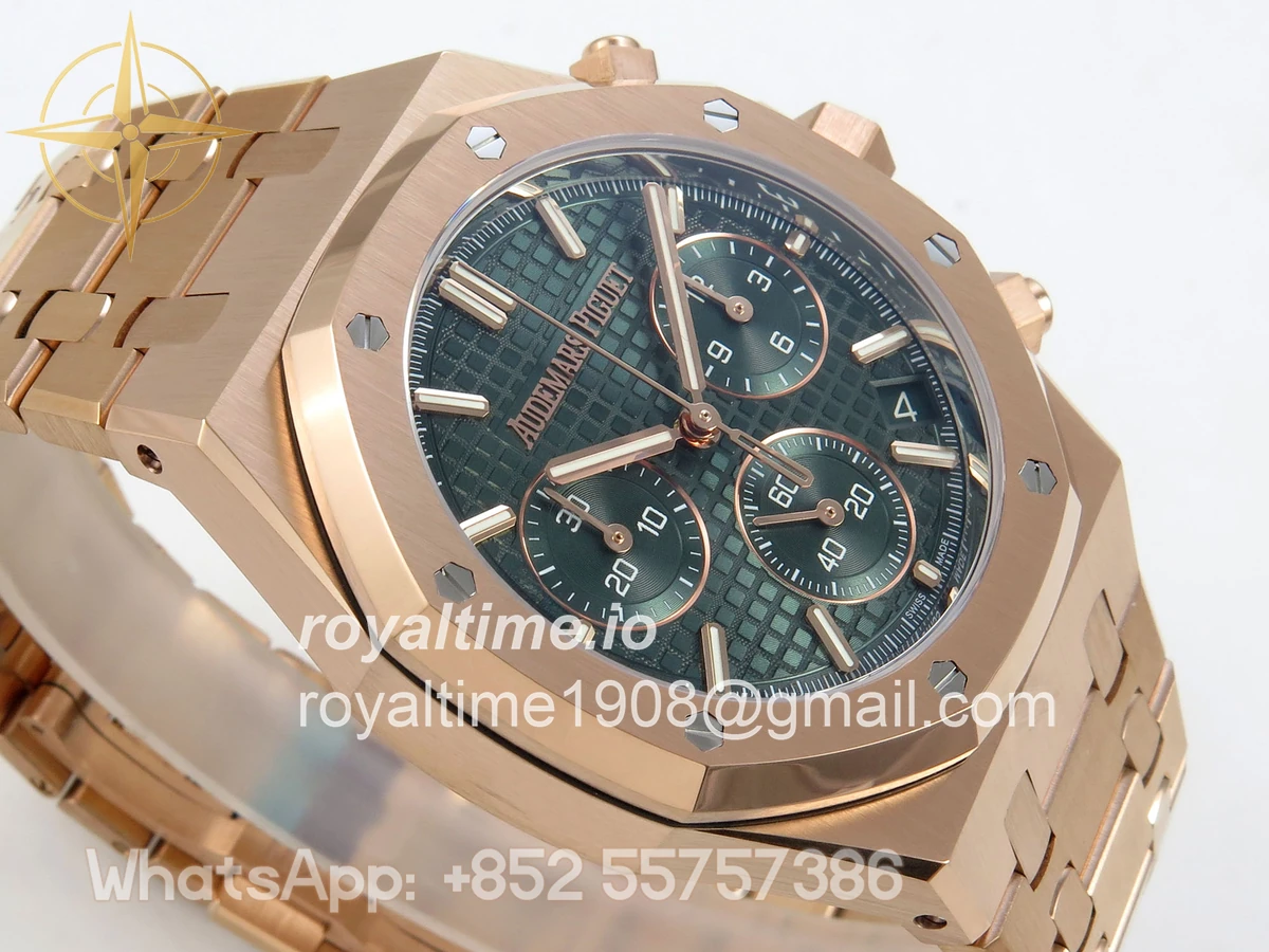 Audemars Piguet Royal Oak Chrono 26240 RG DDF Green Dial on RG Bracelet DD4401 Gain Weight (SW Dial) - Image 6