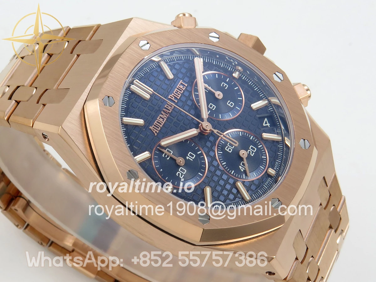 Audemars Piguet Royal Oak Chrono 26240 RG DDF Blue Dial on RG Bracelet DD4401 Gain Weight (SW Dial) - Image 6