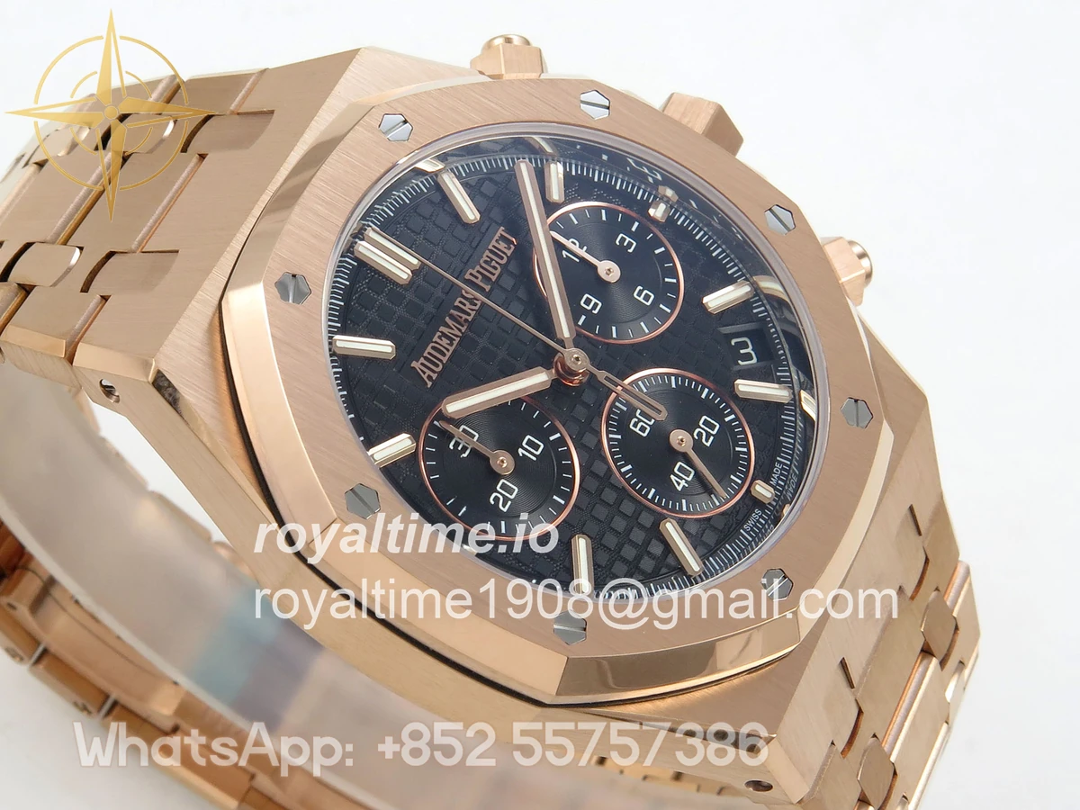 Audemars Piguet Royal Oak Chrono 26240 RG DDF Black Dial on RG Bracelet DD4401 Gain Weight (SW Dial) - Image 6