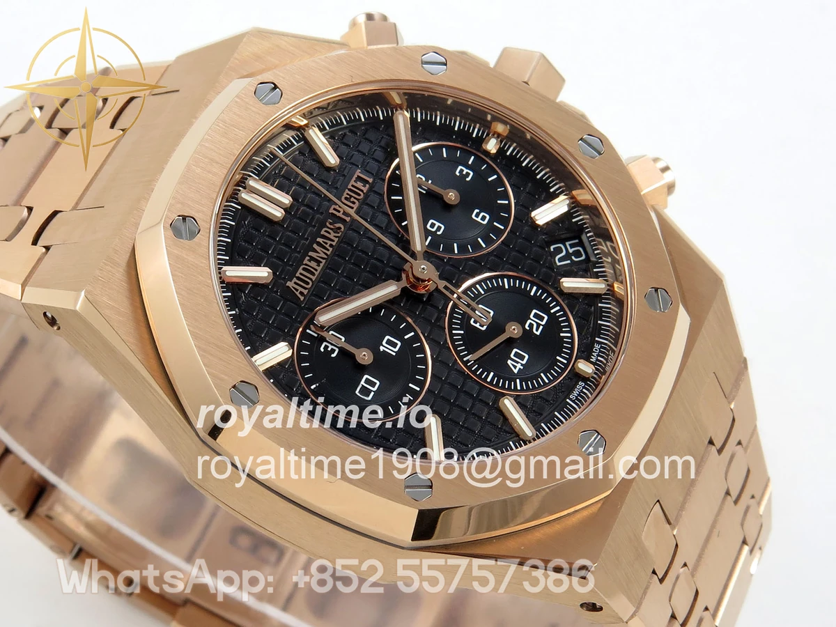 Audemars Piguet Royal Oak Chrono 26240 RG DDSF Black Dial on RG Bracelet DD4401 - Image 6