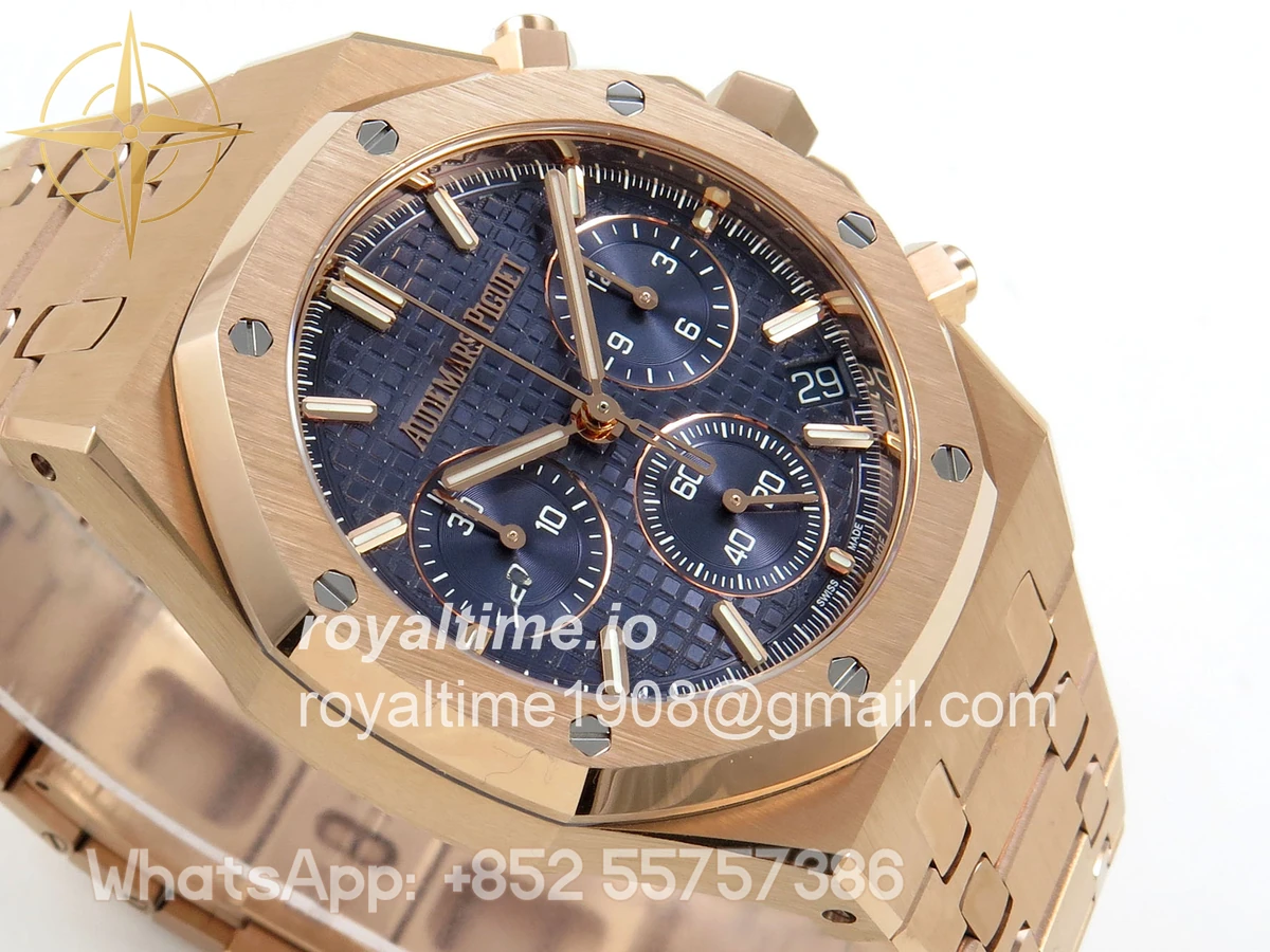 Audemars Piguet Royal Oak Chrono 26240 RG DDSF Blue Dial on RG Bracelet DD4401 - Image 6