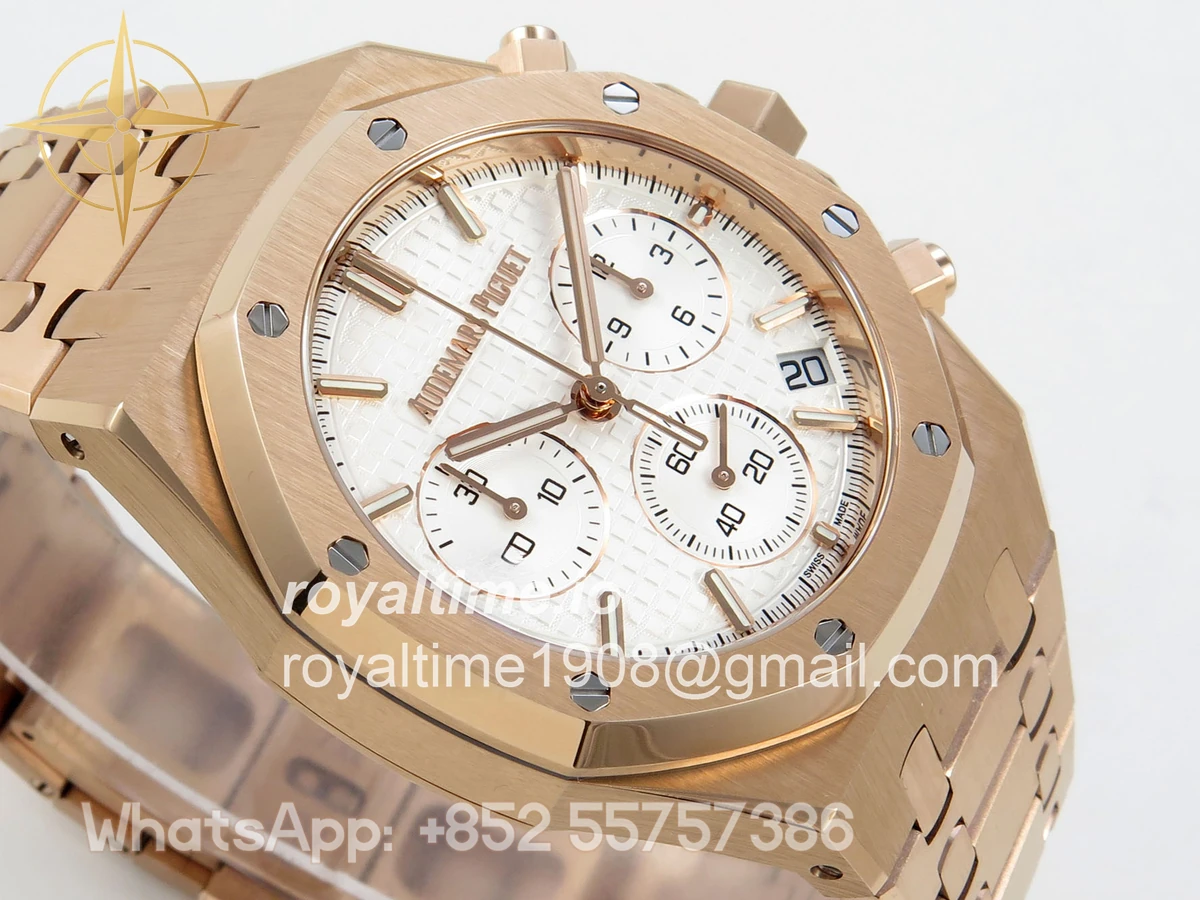 Audemars Piguet Royal Oak Chrono 26240 RG DDSF White Dial on RG Bracelet DD4401 - Image 6