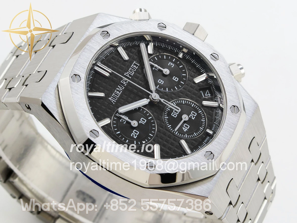 Audemars Piguet Royal Oak Chrono 26240 SS APSF Black Dial on SS Bracelet SA4401 V2 (Free Sprung) - Image 6