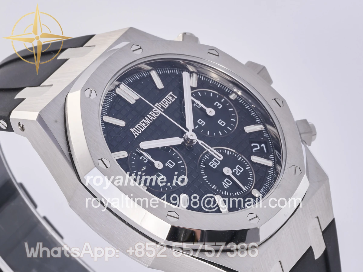 Audemars Piguet Royal Oak Chrono 26240 SS DDF Black Dial on Black Rubber Strap DD4401 (50th Anniversary) - Image 6