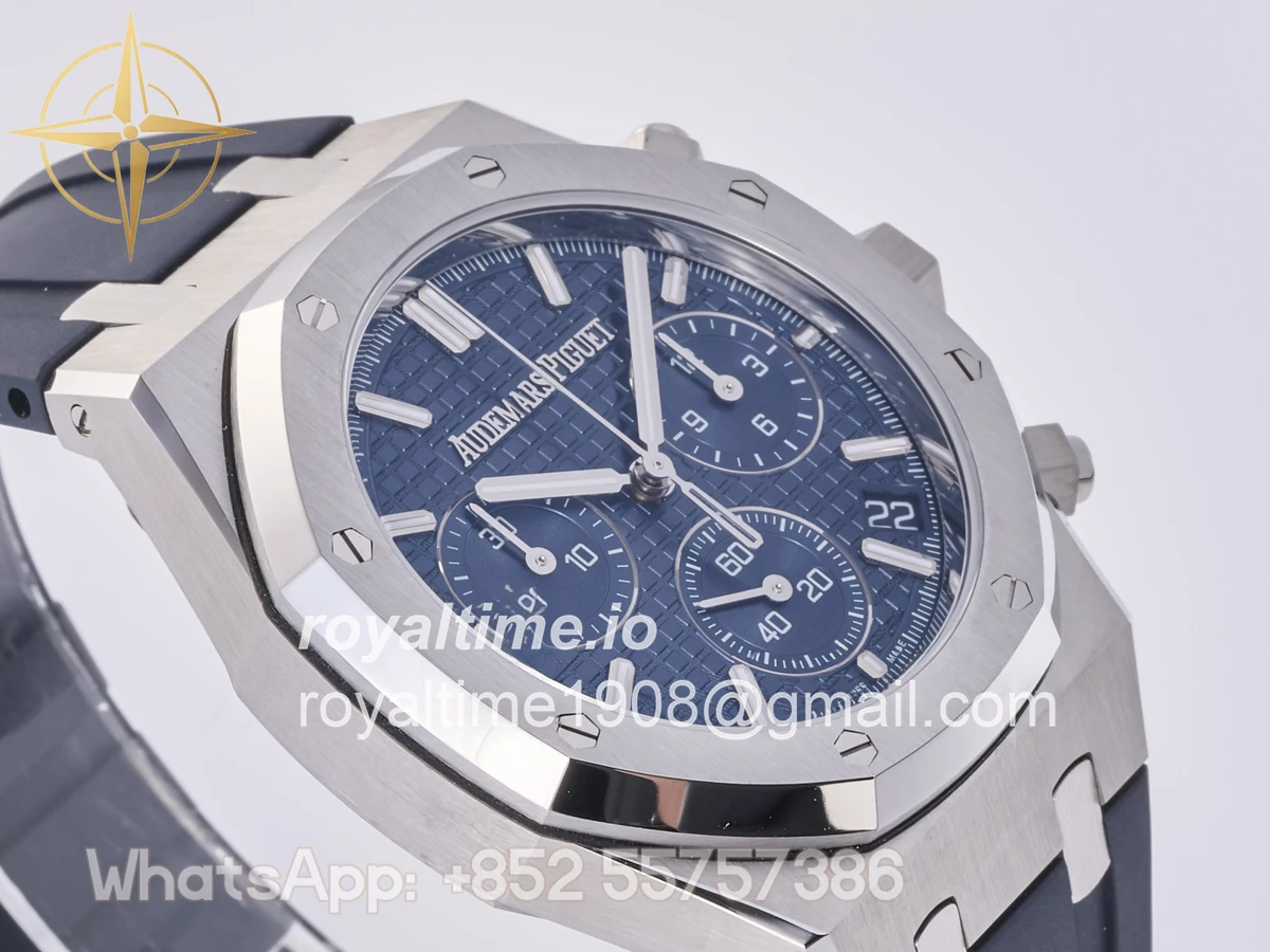 Audemars Piguet Royal Oak Chrono 26240 SS DDF Blue Dial on Blue Rubber Strap DD4401 (50th Anniversary) - Image 6