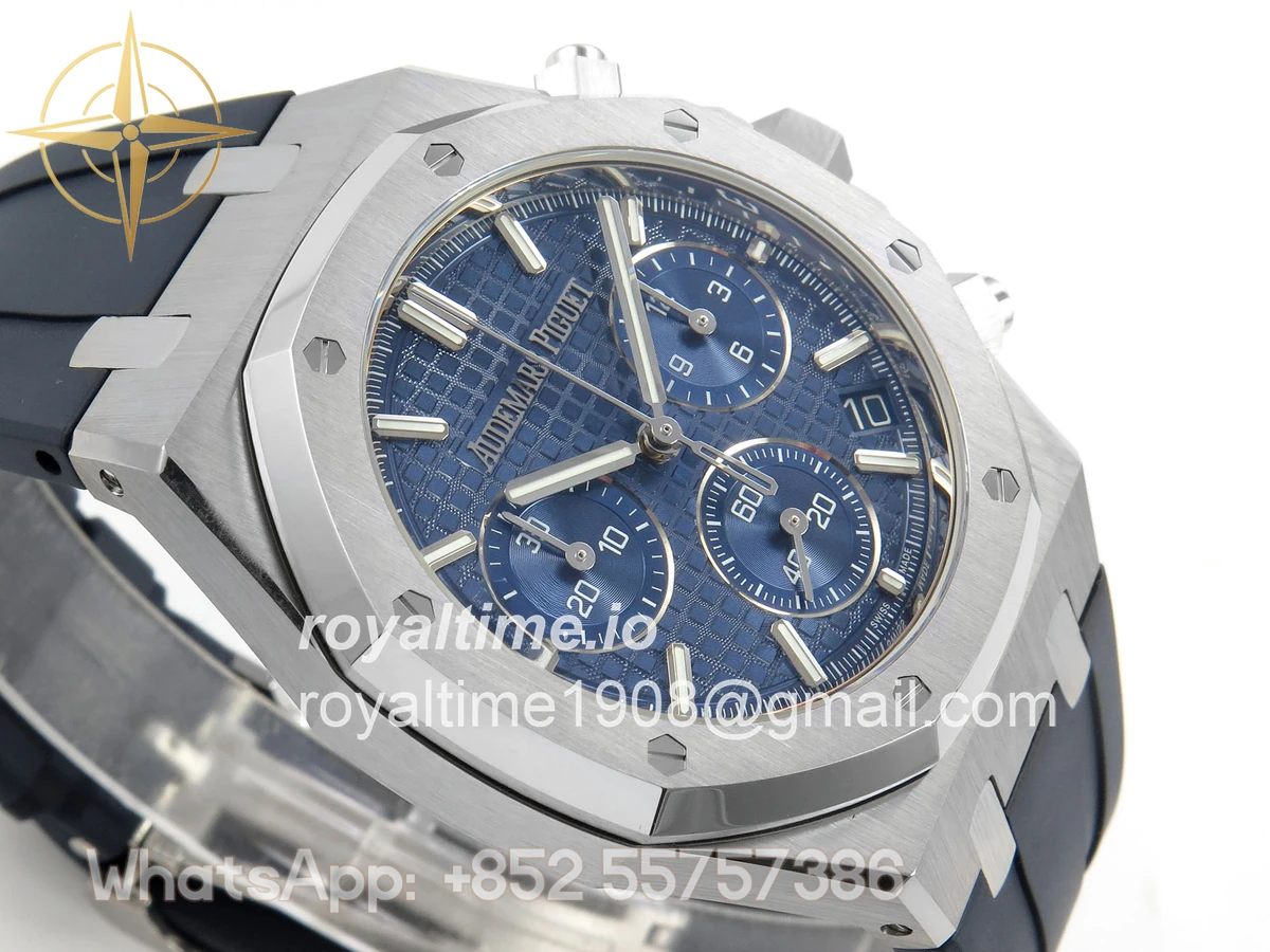 Audemars Piguet Royal Oak Chrono 26240 SS DDF Blue Dial on Blue Rubber Strap DD4401 (SW Dial) - Image 6