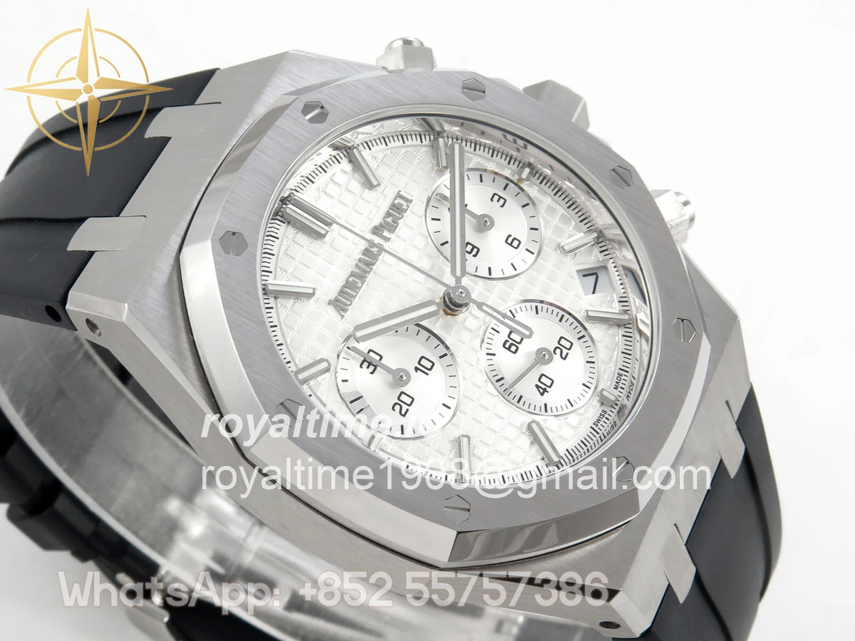 Audemars Piguet Royal Oak Chrono 26240 SS DDF White Dial on Black Rubber Strap DD4401 (SW Dial) - Image 6